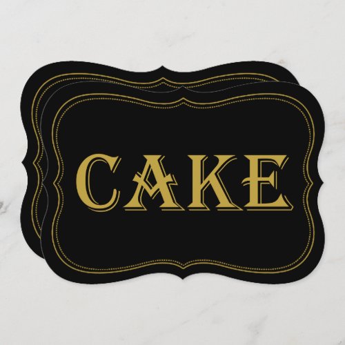 Black  Gold 1920s Gatsby Wedding Cake Sign Invitation