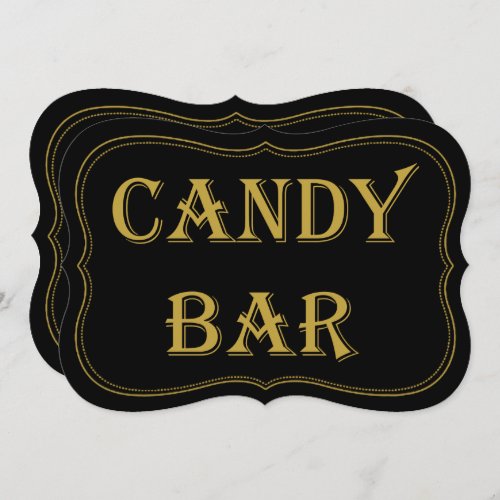 Black  Gold 1920s Gatsby Wedding Candy Bar Sign