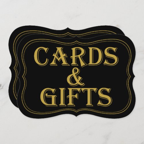 Black  Gold 1920s Gatsby Wedding Cards Sign