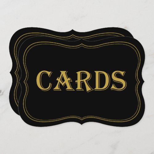 Black  Gold 1920s Gatsby Wedding Cards Sign