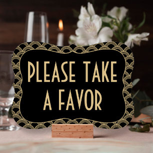 Black & Gold 1920's Gatsby Wedding Favor Sign Invitation