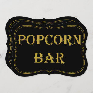 Black Gold 1920's Gatsby Wedding Popcorn Bar Sign Invitation