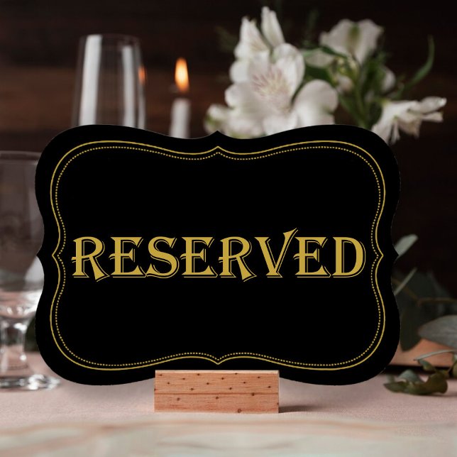 Black & Gold 1920's Gatsby Wedding Reserved Sign Invitation (Creator Uploaded)