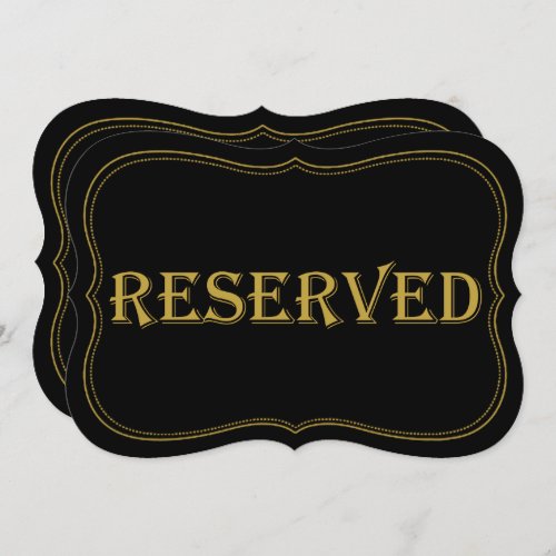 Black  Gold 1920s Gatsby Wedding Reserved Sign Invitation