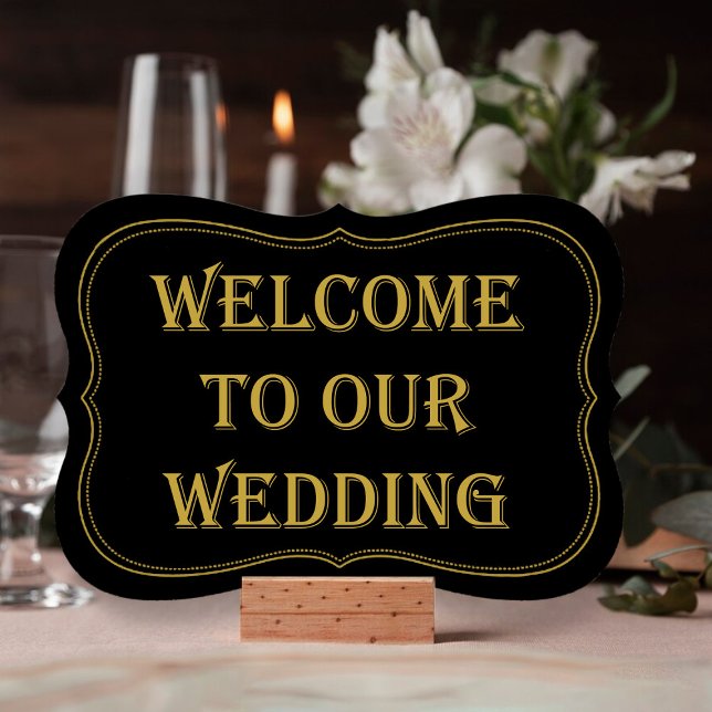Black & Gold 1920's Gatsby Wedding Welcome Sign Invitation (Creator Uploaded)