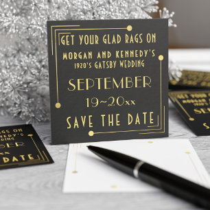 Black Gold 1920s Wedding Save The Dates 50 pack