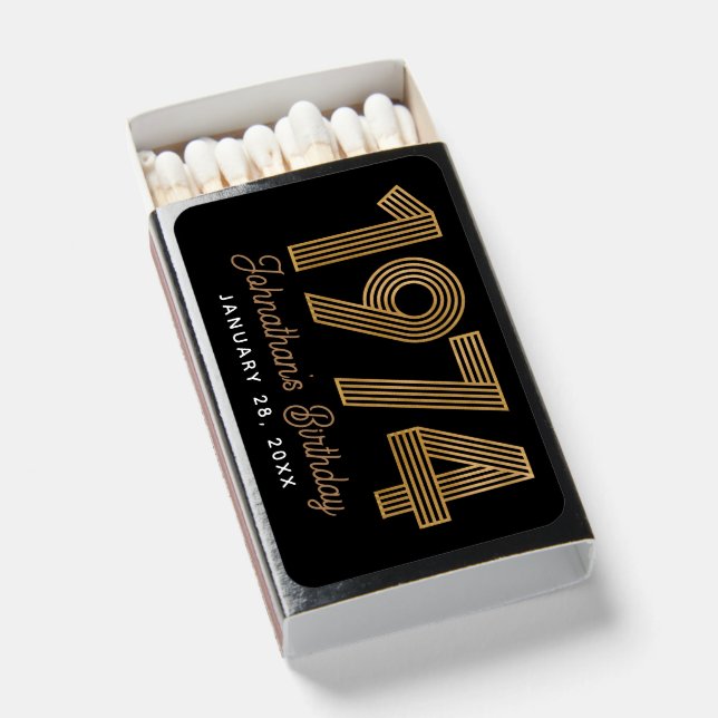 Black Gold 1974 60th Birthday Matchboxes (Front Open)