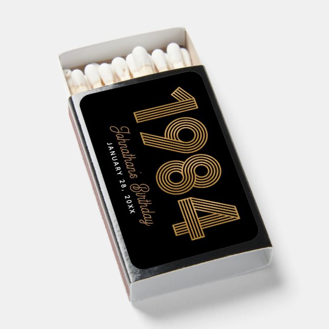 Black Gold 1984 40th Birthday Matchboxes (Front Open)