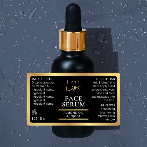 Black  Gold 1 OZ 30ml Cosmetic Bottle Waterproof Labels