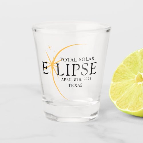 Black  Gold 2024 Custom State Total Solar Eclipse Shot Glass