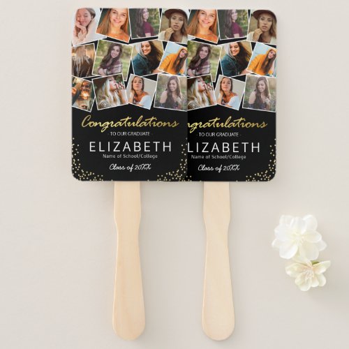 Black Gold 2024 Graduation Photo Hand Fan