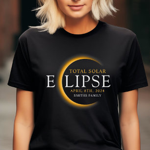 Black & Gold 2024 Texas Total Solar Eclipse Family T-Shirt