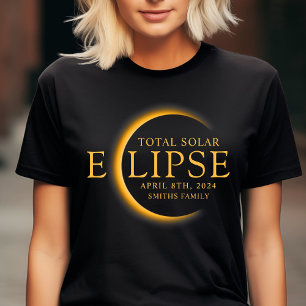 Black & Gold 2024 Texas Total Solar Eclipse Family T-Shirt