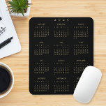 Black Gold 2025 Full Year Calendar Home Office Mouse Pad<br><div class="desc">Custom,  beautiful elegant faux gold script typography on black,  yearly 2025 full year calendar,  dust and stain resistant mousepad with non-slip back,  for home and office. Makes a great custom gift for friends,  family,  peers,  co-workers,  employee,  staff,  for holidays,  christmas,  new years.</div>