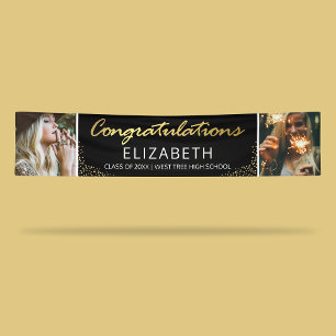 Black Gold 2025 Graduation 2 Photo Banner