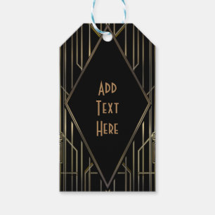 Black & Gold 20's Art Deco Gatsby Glam Wedding Gift Tags