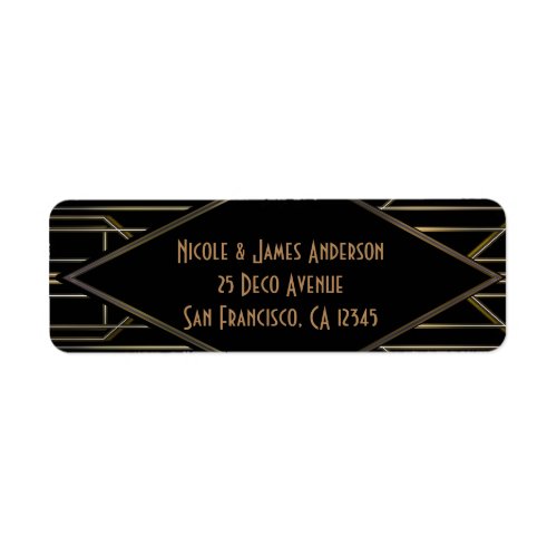 Black  Gold 20s Art Deco Gatsby Glam Wedding Label