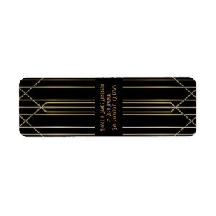 Black & Gold 20's Art Deco Gatsby Glam Wedding Label