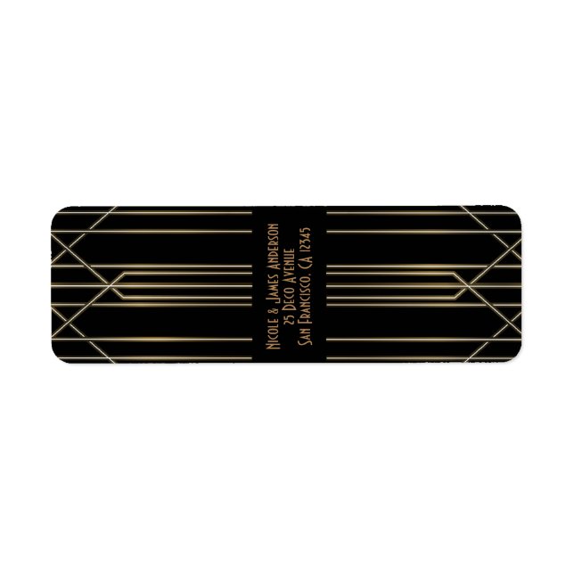 Black & Gold 20's Art Deco Gatsby Glam Wedding Label (Front)
