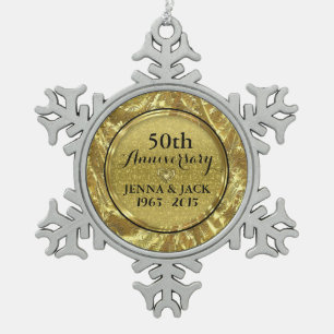 Black & Gold 25th Wedding Anniversary Ornament