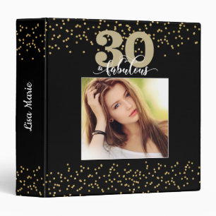 Black Gold 30 and Fabulous Birthday Photo 3 Ring Binder