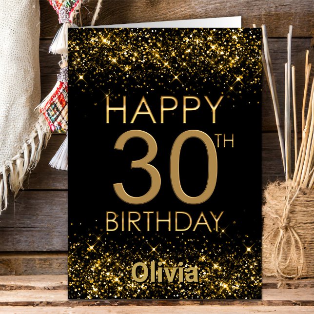 Black Gold 30th Birthday Card (Creator Uploaded)