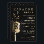 Black Gold 30th Birthday Karaoke Night Party Invitation<br><div class="desc">Classy Black Gold 30th Birthday Karaoke Night Party Invitation</div>