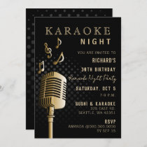 Black Gold 30th Birthday Karaoke Night Party Invitation