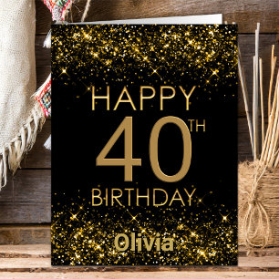 Black Gold 40th Birthday Card