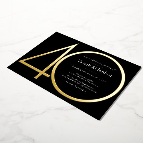 Black Gold 40th Birthday Modern Minimalist Classy