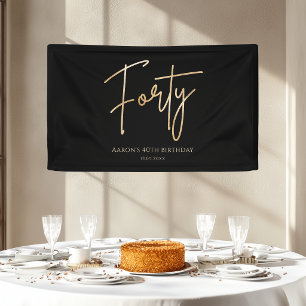 Black & Gold 40th Birthday Party Welcome Banner