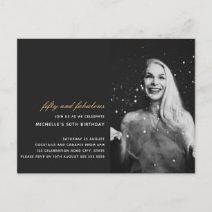 Black Gold 50 and Fabulous Art Deco Photo 50th Postcard