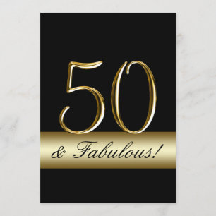 Black Gold 50 and Fabulous Birthday Invitation