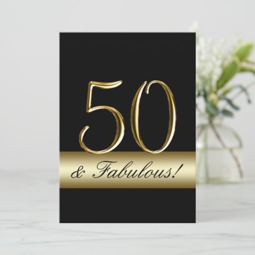 Black Gold 50 and Fabulous Birthday Invitation | Zazzle