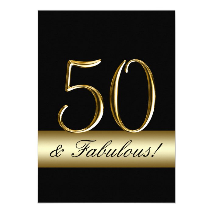 Black Gold 50 and Fabulous Birthday Invites