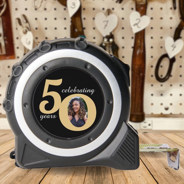 Black & Gold 50 Photo Fifty Years 50th Birthday Tape Measure (Black & Gold 50 Photo Fifty Years 50th Birthday Tape Measure)