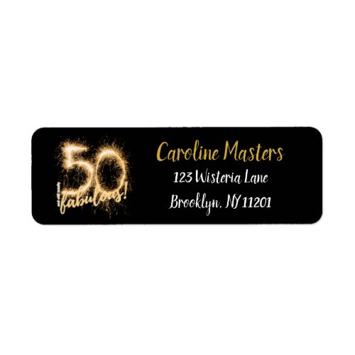 Black Gold 50  still Fabulous 50th Birthday Party Label