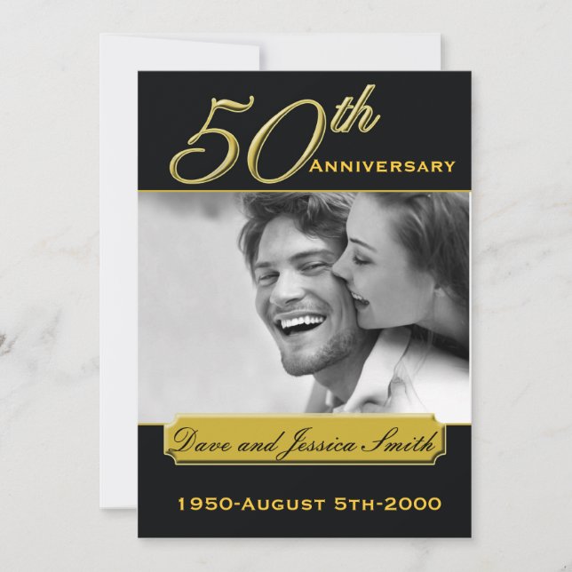 Black Gold 50th Anniversary Event Photo Invitation (Front)