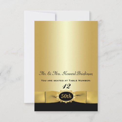 Black Gold 50th Anniversary Folding Place Card