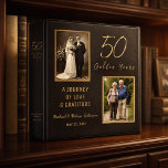 Black Gold 50th Anniversary Love Story Keepsake 3 Ring Binder<br><div class="desc">Celebrate 50 golden years of love, laughter, and unforgettable memories with this elegant black and gold anniversary design. Featuring a cherished wedding portrait beside a present-day photo, it beautifully honors a journey that began with “I do” and continues through decades of devotion. Created to feel timeless and meaningful, this keepsake...</div>