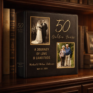 Black Gold 50th Anniversary Love Story Keepsake 3 Ring Binder