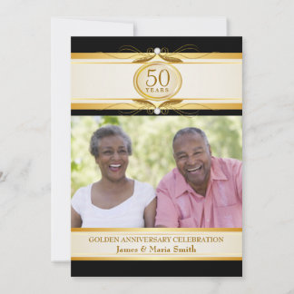 Black & Gold 50th Anniversary Party Invitations