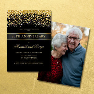 Black Gold 50th Anniversary Photo Invitation