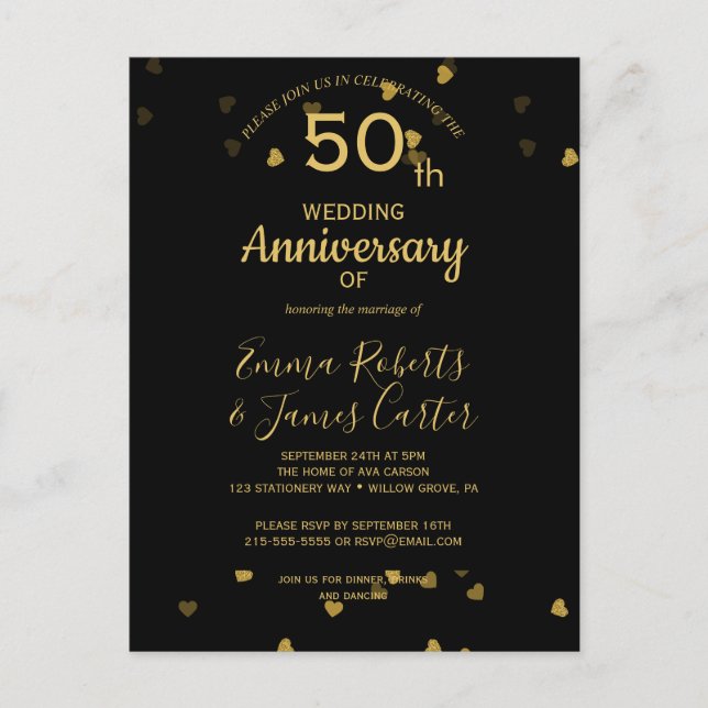 Black & Gold 50th Anniversary Postcard (Front)