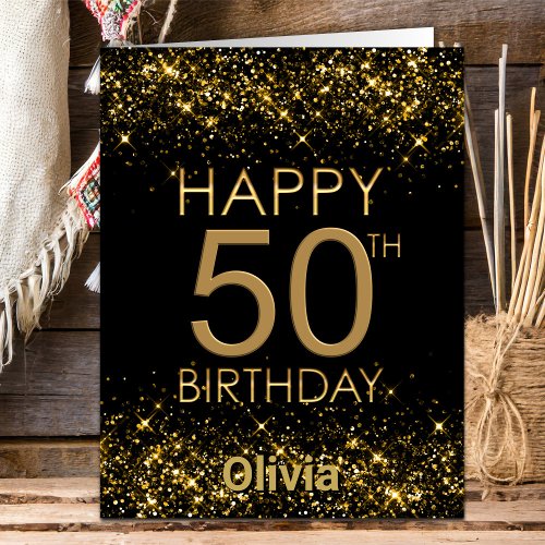 Black Gold 50th Birthday Card
