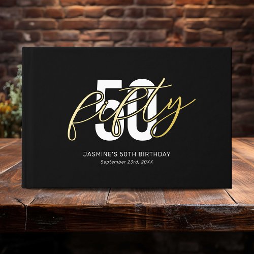 Black Gold 50th Birthday Foil Guest Book