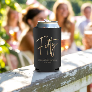 Black & Gold 50th Birthday Party Can Cooler