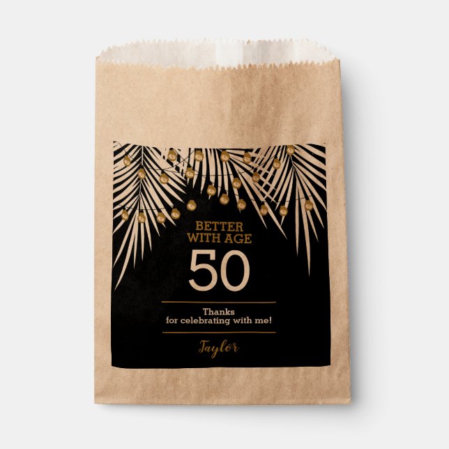 Black Gold 50th Birthday Party Favor Bag (Front)