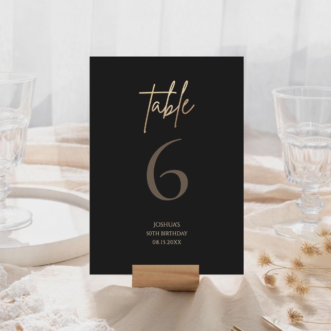 Black Gold 50th Birthday Party Table Number (Black Gold 50th Birthday Party Table Number)