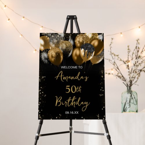 Black Gold 50th Birthday Party Welcome Sign